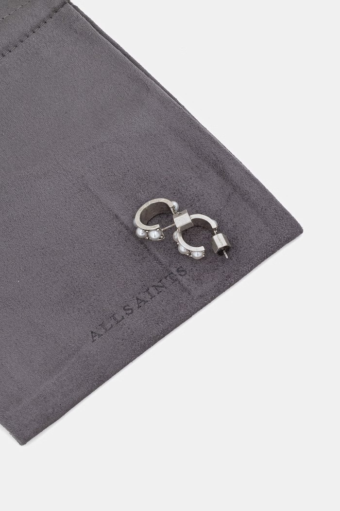 AllSaints náušnice dámské mosazné s kubickým zirkonem stříbrná 37585219SLV127