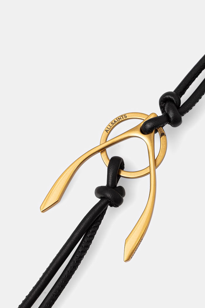 AllSaints kľúčenka dámska kožená WISHBONE W716XD čierna AW26