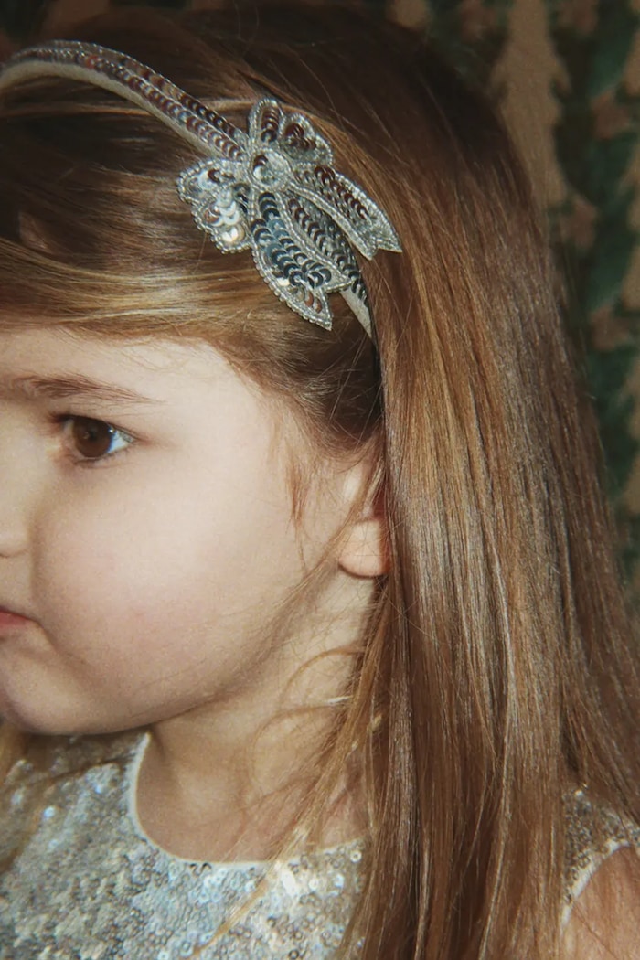 Opaska do włosów dziecięca SEQUIN BOW HAIRBRACE Konges Sløjd KS106598.9BY2 srebrny