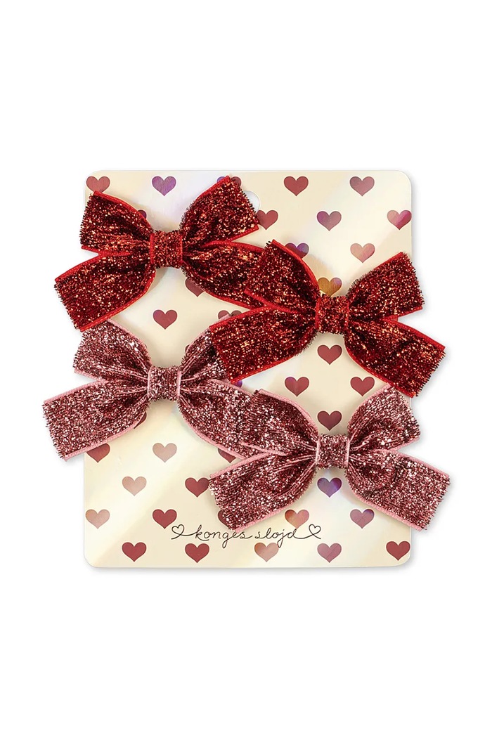 Konges Sløjd Spinki do włosów dziecięce 4 PACK MICKI BOW HAIR CLIPS 4-pack czerwony KS106357.9BY2