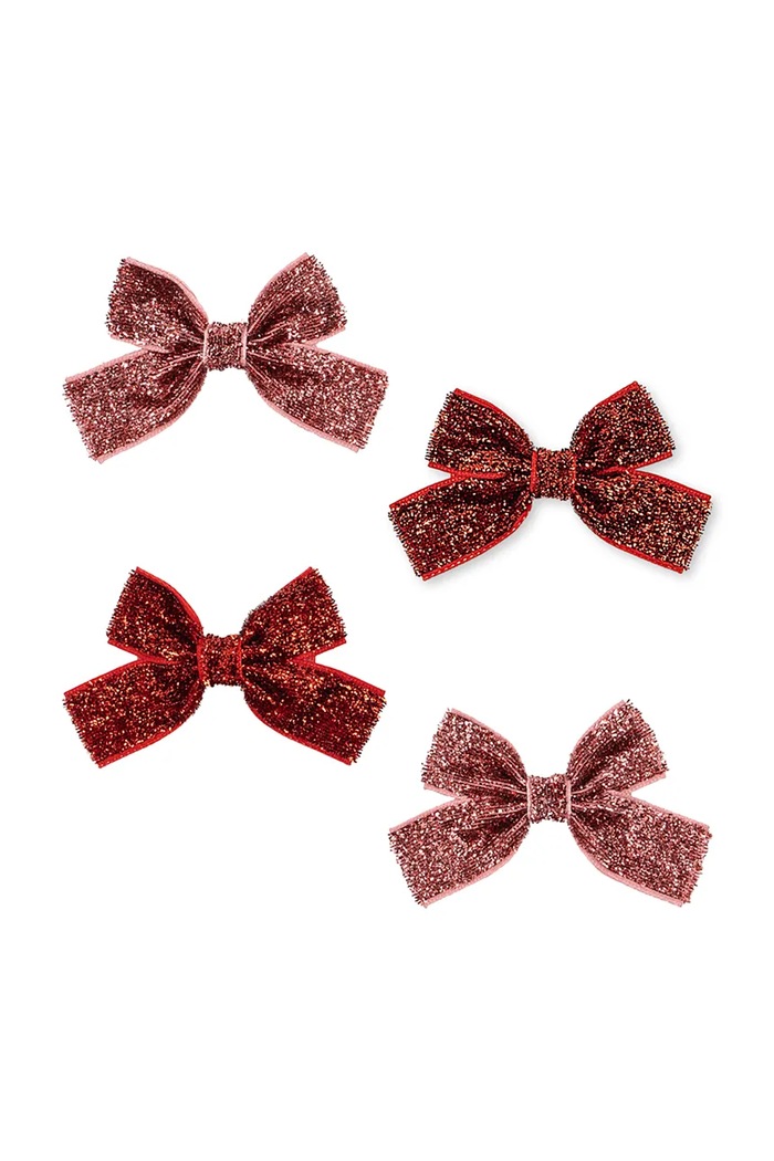 Konges Sløjd Spinki do włosów dziecięce 4 PACK MICKI BOW HAIR CLIPS 4-pack KS106357.9BY2 czerwony AW26