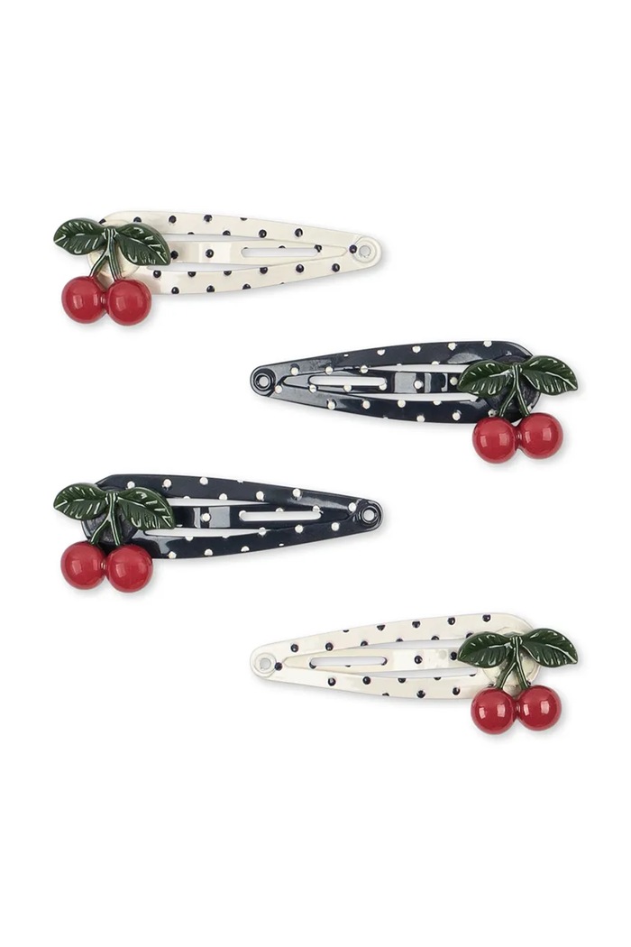 Konges Sløjd Spinki do włosów dziecięce 4 PACK CHERRY DOT HAIR CLIP 4-pack KS106356.9BY2 multicolor AW26