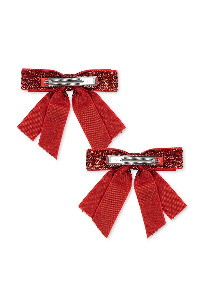 Dziewczynka Konges Sløjd Spinki do włosów dziecięce 2 PACK VELVET DOUBLE BOW HAIR CLIPS 2-pack KS106354.9BY2 czerwony