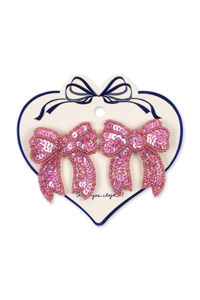 Konges Sløjd Spinki do włosów dziecięce 2 PACK SEQUIN BOW HAIR CLIP różowy KS106353.9BY2