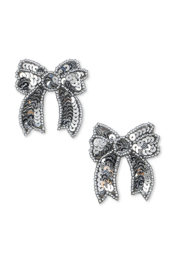 Konges Sløjd Spinki do włosów dziecięce 2 PACK SEQUIN BOW HAIR CLIP KS106353.9BY2 srebrny AW26