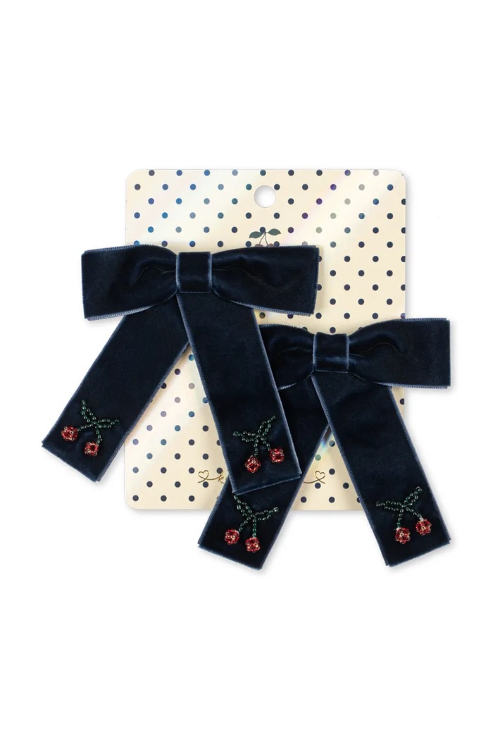 Konges Sløjd Spinki do włosów dziecięce 2 PACK JULIETTE BOW HAIR CLIP granatowy KS106345.9BY2