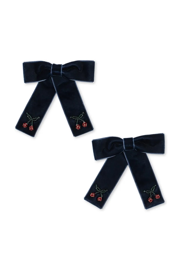 Konges Sløjd Spinki do włosów dziecięce 2 PACK JULIETTE BOW HAIR CLIP KS106345.9BY2 granatowy AW26
