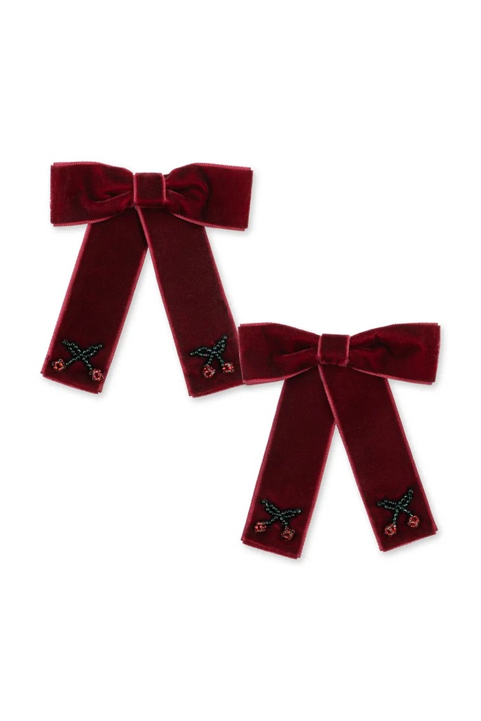 Konges Sløjd Spinki do włosów dziecięce 2 PACK JULIETTE BOW HAIR CLIP KS106345.9BY2 bordowy AW26