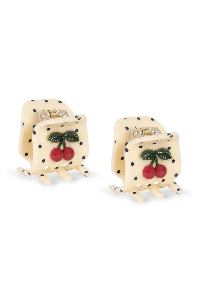 Konges Sløjd Klamry do włosów dziecięce 2 PACK CHERRY DOT HAIR CLAWS 2-pack beżowy KS106337.9BY2