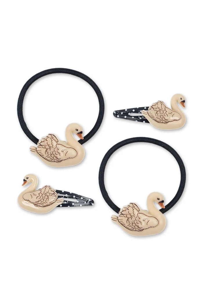 Konges Sløjd Gyerek 4 PACK SWAN HAIR CLIP AND ELASTIC 2-es csomag KS105868.9BY2 sötétkék AW26