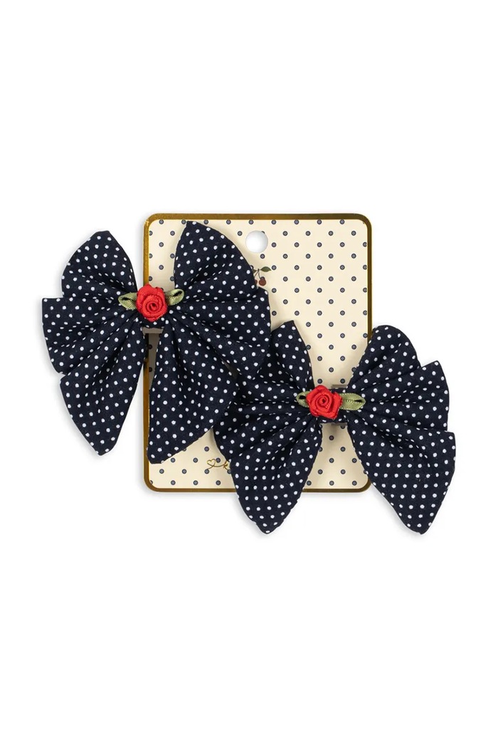 Konges Sløjd Ukosnice za kosu za djecu 2 PACK ROSE ROUGE BOW HAIR CLIP mornarsko plava KS105856.9BY2