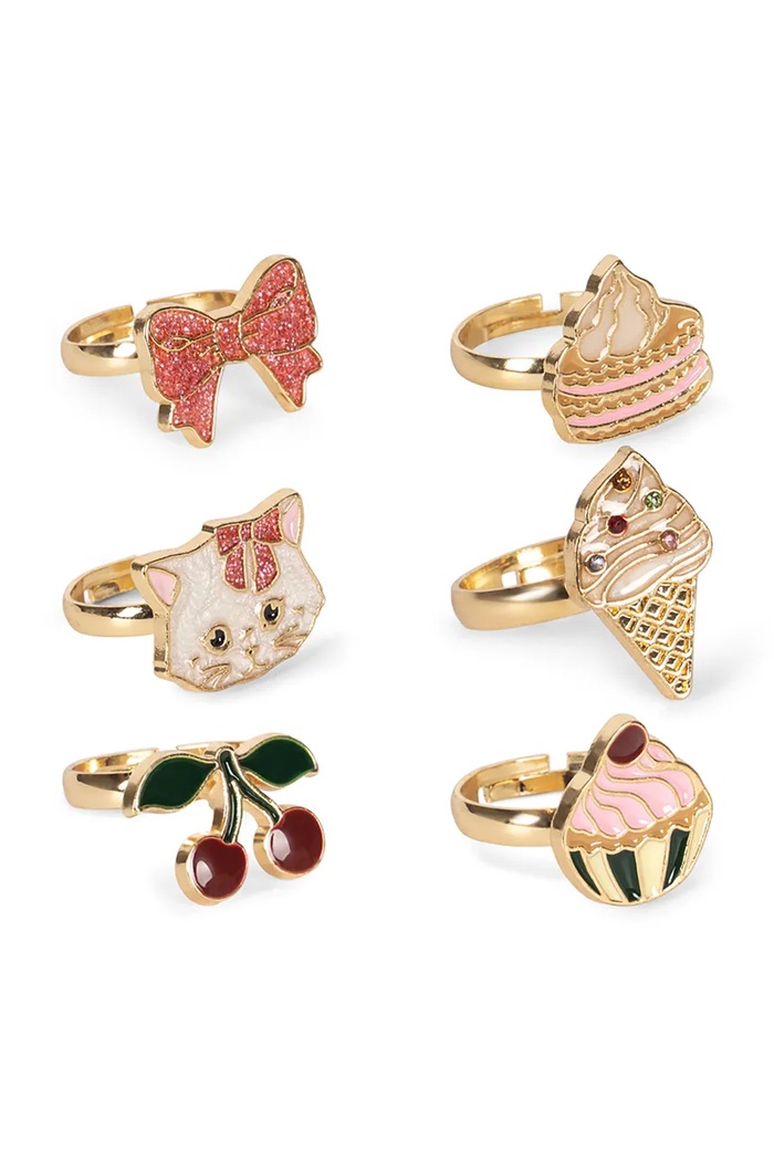 Konges Sløjd Komplet prstenja za djecu metalni KITTY SWEETS RING SET 6 PCS 6-pack KS106088.9BY2 šarena AW26