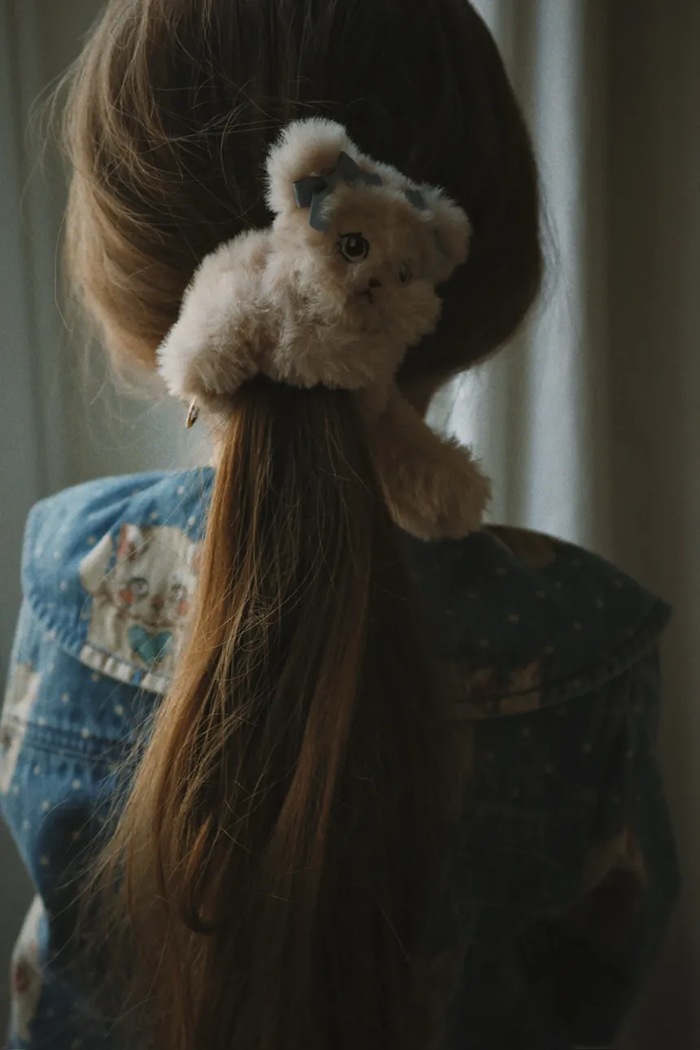 Konges Sløjd Gumica za djecu KITTY FURRY HAIR ELASTIC bež KS106080.9BY2