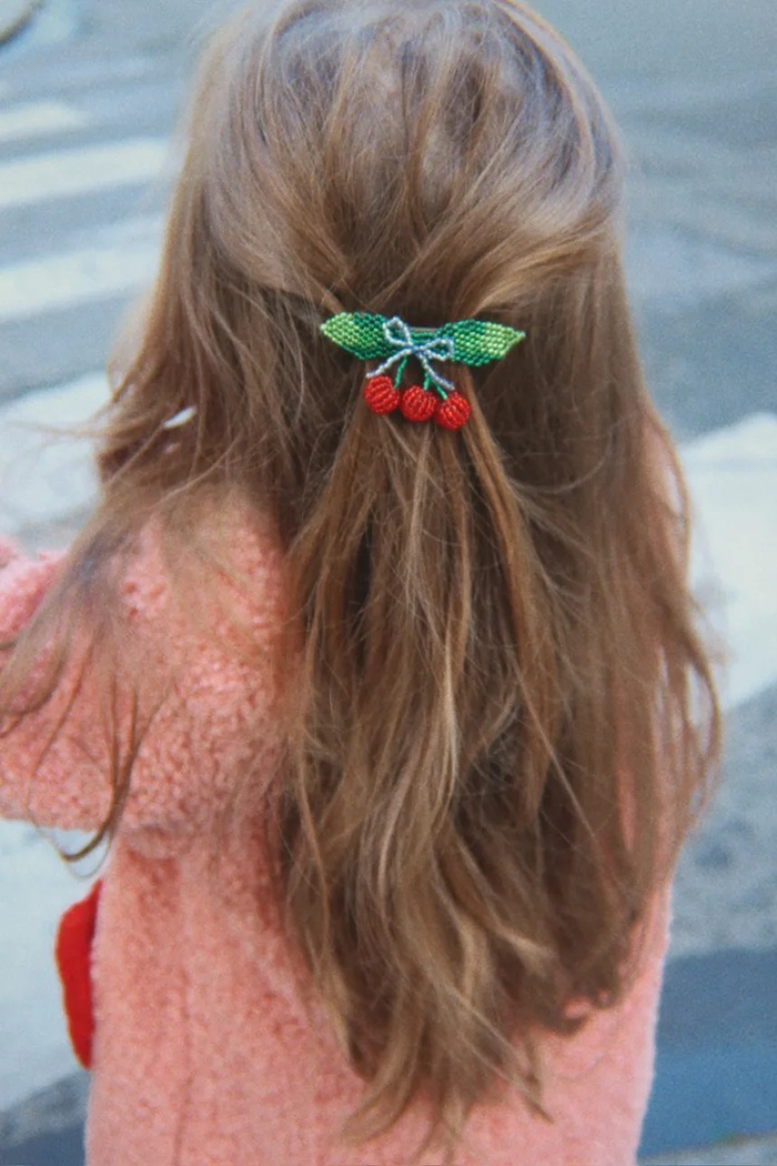 Konges Sløjd Ukosnica za kosu za djecu BEADED CHERRY BOW BIG HAIR CLIP crvena KS105902.9BY2