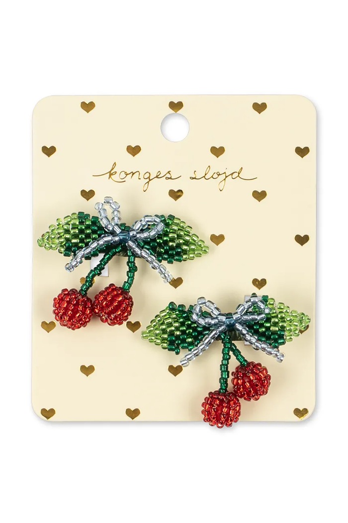 Konges Sløjd Ukosnice za kosu za djecu 2 PACK BEADED CHERRY BOW HAIR CLIP crvena KS105827.9BY2