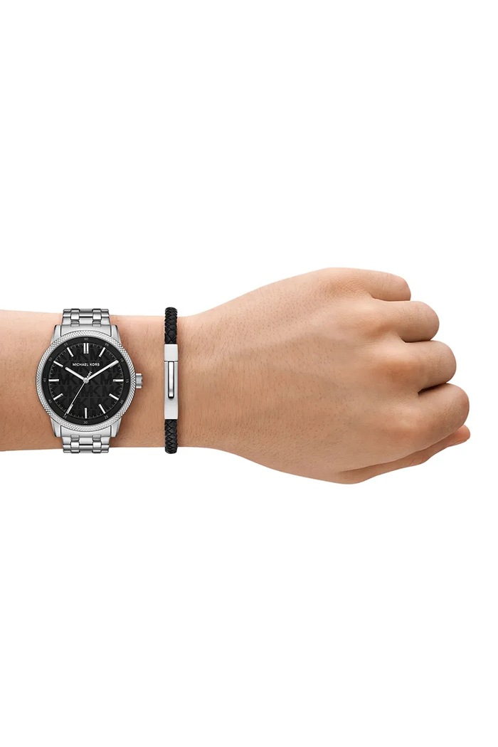 Zestaw zegarek i bransoletka męski Wolfe Michael Kors MK9291SET srebrny