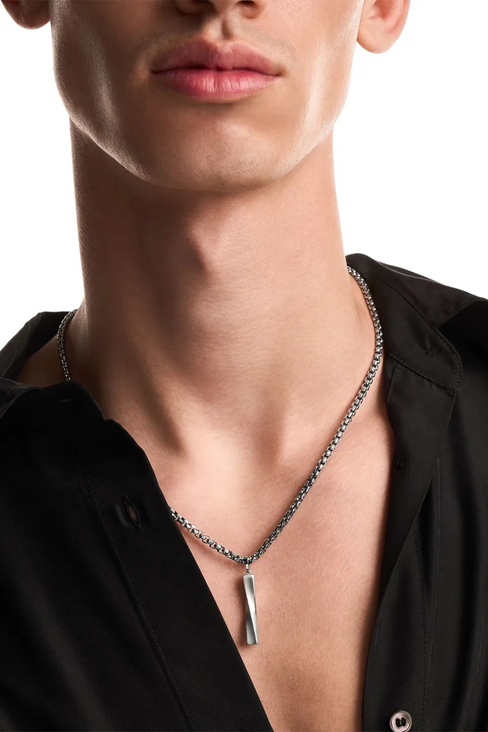 Akcesoria Emporio Armani Naszyjnik z zawieszką męski ze stali nierdzewnej Fashion EGS3366040 srebrny