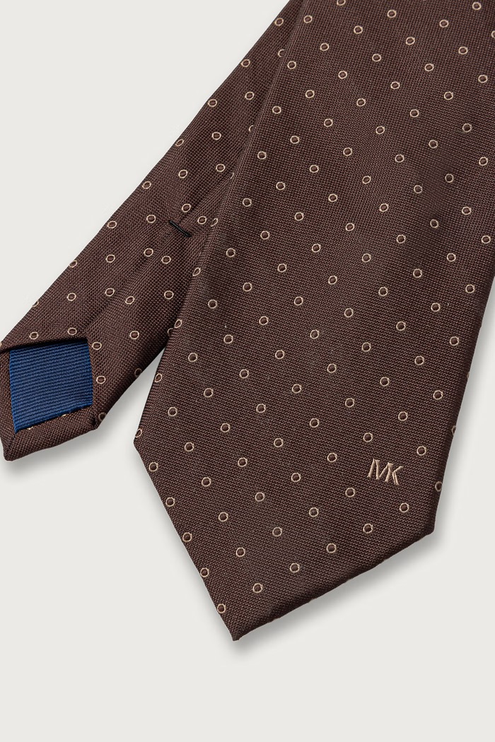 Michael Kors Krawat męski jedwabny MK0DT00257 brązowy AW26