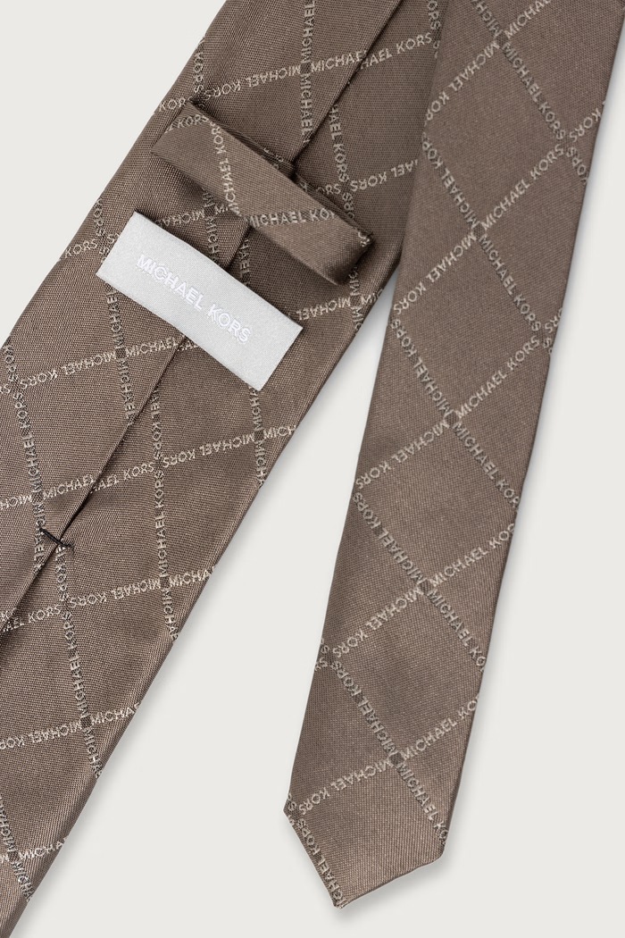Michael Kors Krawat męski jedwabny MK0DT00228 brązowy AW26