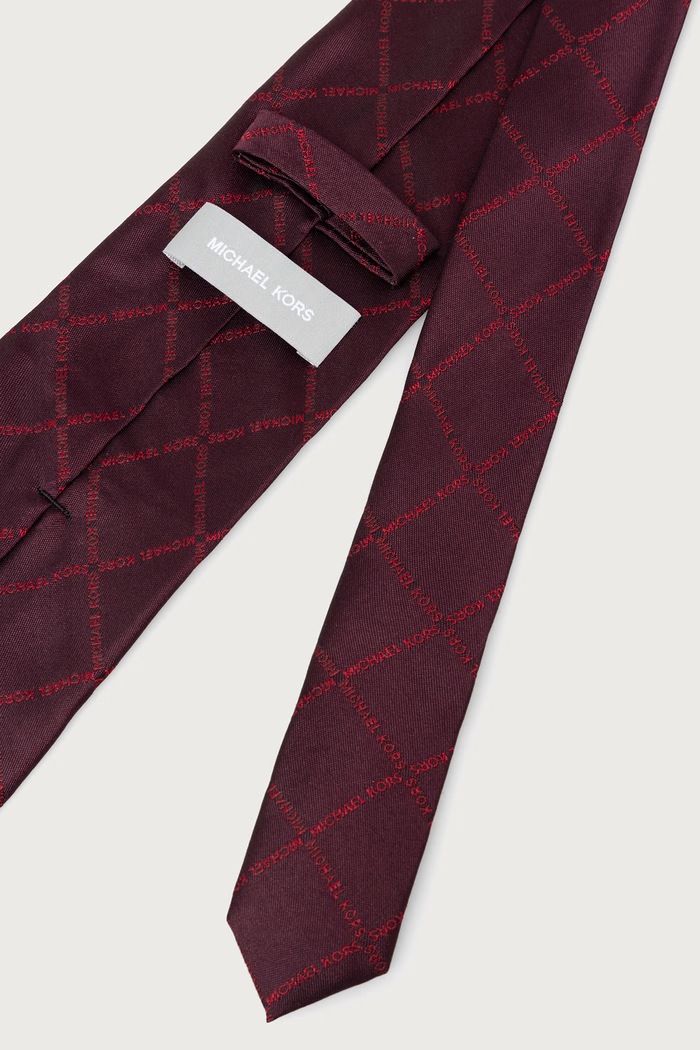 Michael Kors Krawat męski jedwabny MK0DT00228 bordowy AW26