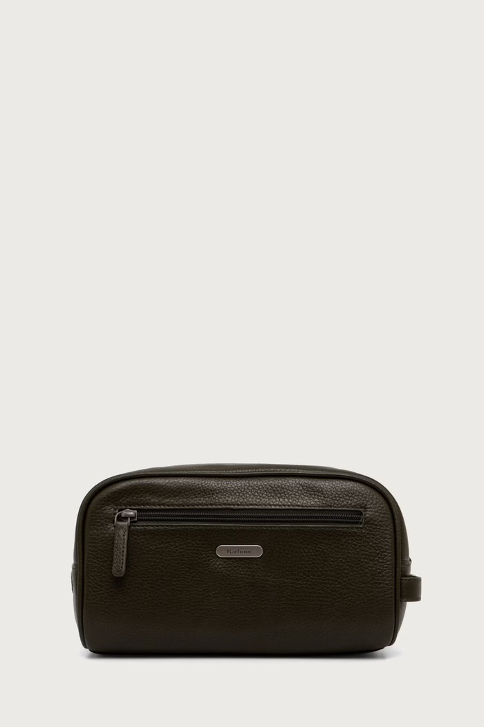 Barbour Kosmetyczka męska skórzana zielony MAC0493
