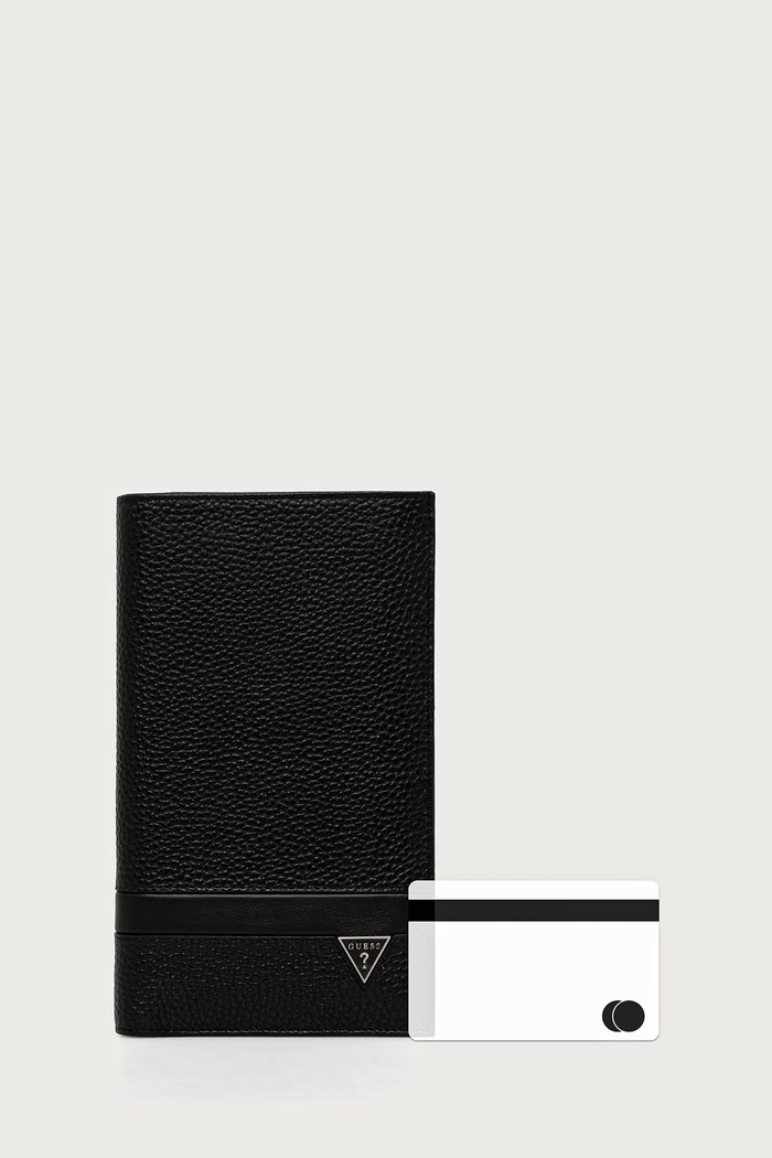 Etui na paszport męskie skórzane MONACO Guess czarny SMMOGR.LEA01