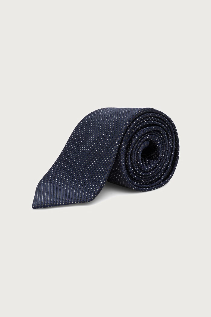 BOSS Zestaw krawat i poszetka męski z jedwabiem H-SET TIE-PKT SQ 50573332 granatowy AW26