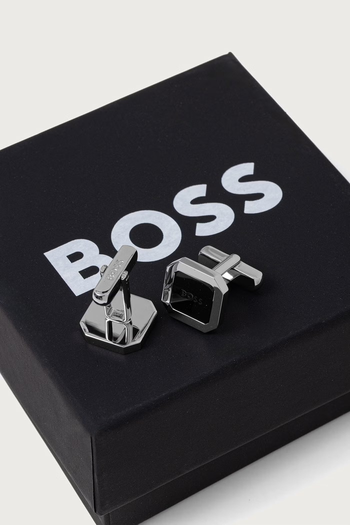 BOSS Spinki do mankietów męskie B-CORE-CUF 50571372 srebrny AW26