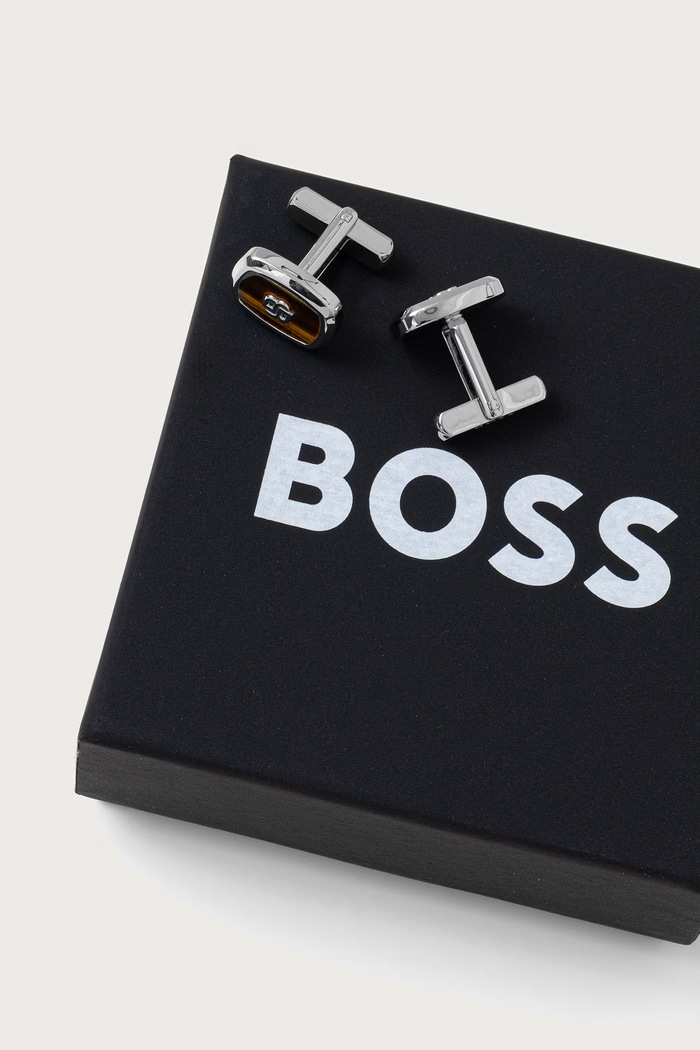 BOSS Spinki do mankietów męskie B-CASINGINSBBST-CUF 50570059 srebrny AW26