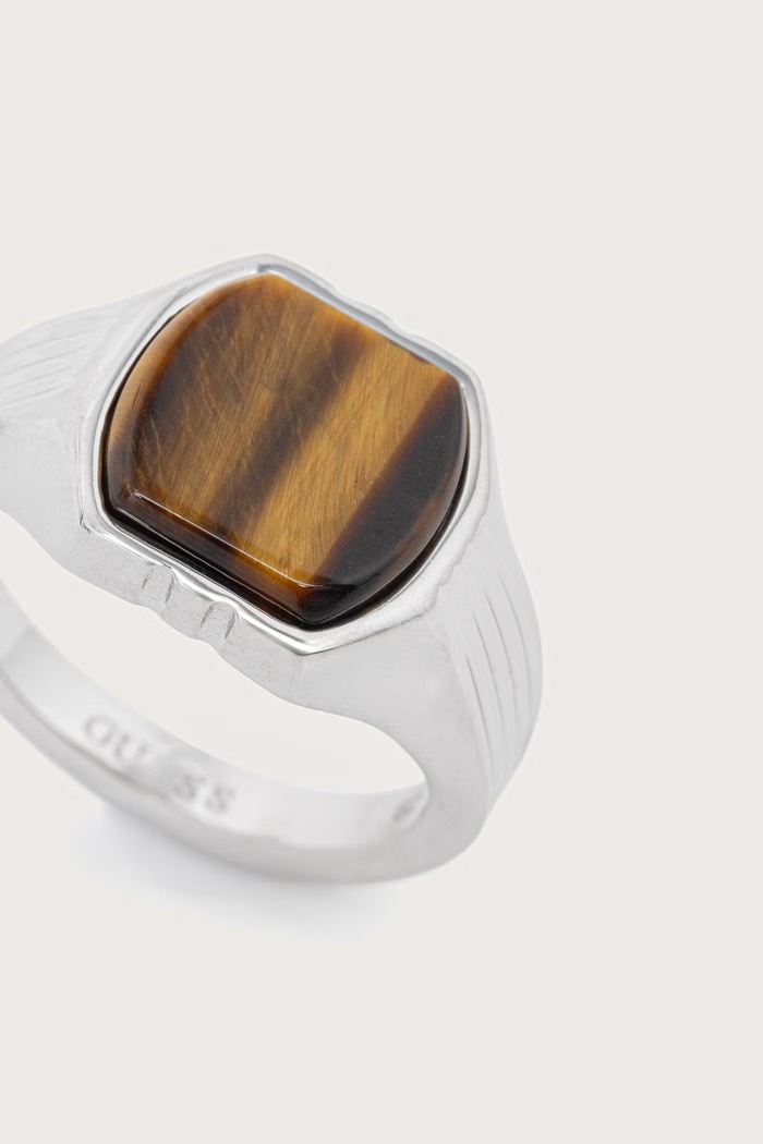 Guess Inel signet pentru bărbați din oțel inoxidabil LIFE IN TOKYO JUMR06.098JW argintiu AW26