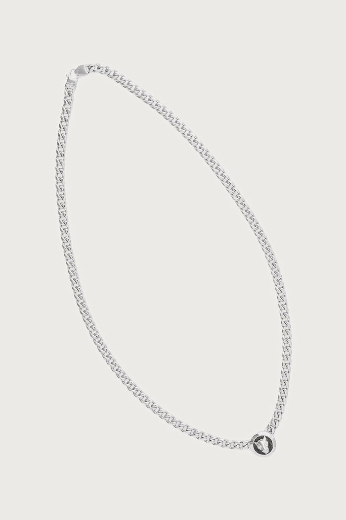 Guess Naszyjnik męski ze stali nierdzewnej GUESS PANTHER srebrny JUMN06.085JW