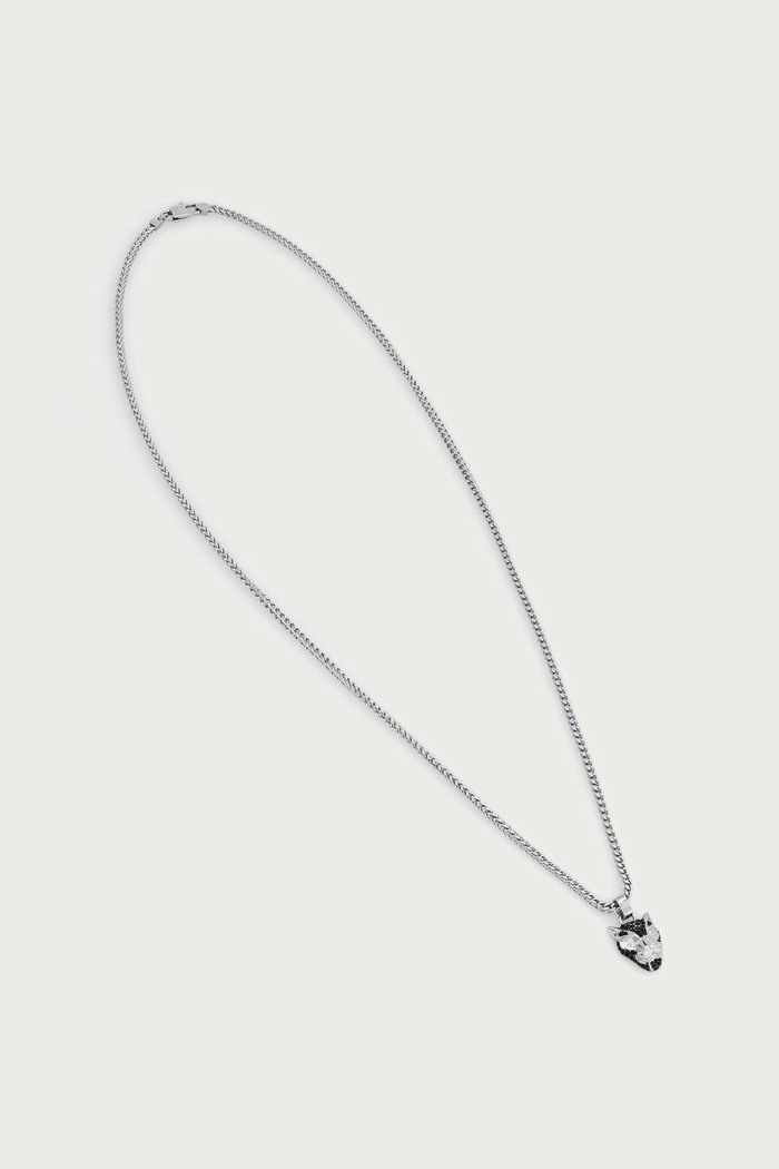 Guess Naszyjnik z zawieszką męski ze stali nierdzewnej PANTHER srebrny JUMN06.082JW