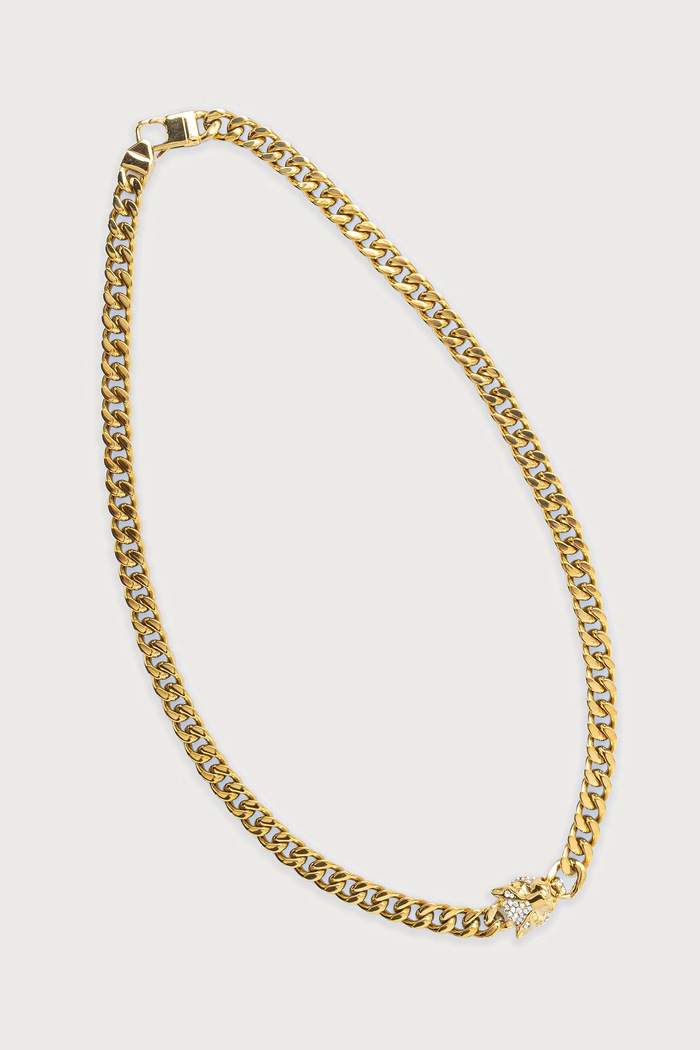 Guess Naszyjnik męski ze stali nierdzewnej GUESS PANTHER złoty JUMN06.081JW