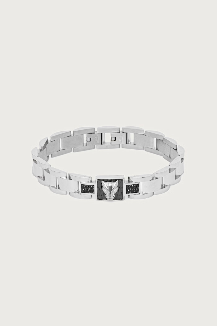 Guess Bransoletka męska ze stali nierdzewnej PANTHER srebrny JUMB06.087JW