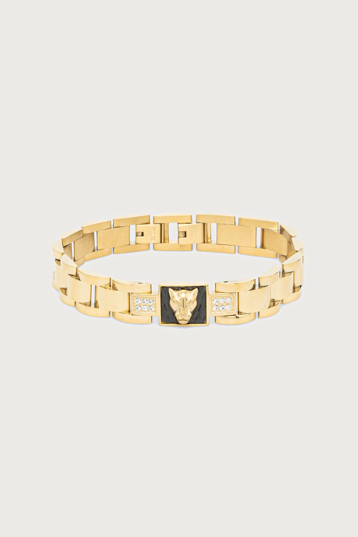 Guess Bransoletka męska ze stali nierdzewnej PANTHER złoty JUMB06.087JW