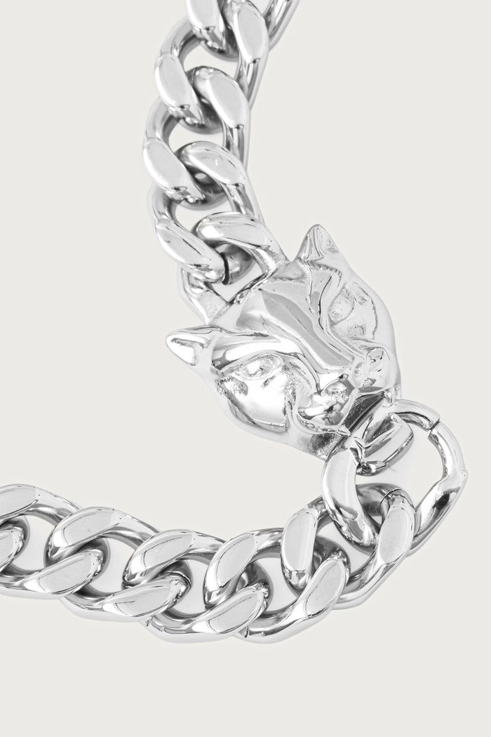 Guess Bransoletka męska ze stali nierdzewnej PANTHER JUMB06.084JW srebrny AW26