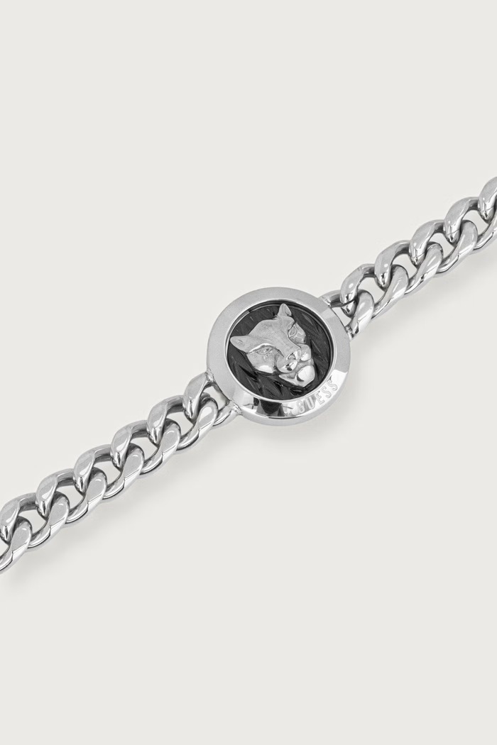 Guess Bransoletka męska GUESS PANTHER JUMB06.083JW srebrny AW26