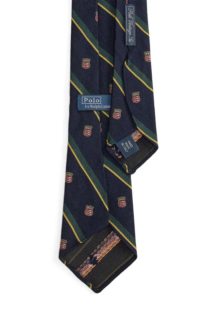 Polo Ralph Lauren Krawat męski z dodatkiem jedwabiu 712B26920 granatowy AW26