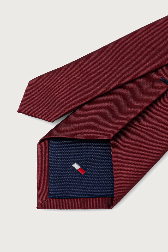 Tommy Hilfiger Krawat męski jedwabny MW0MW45085 bordowy AW26