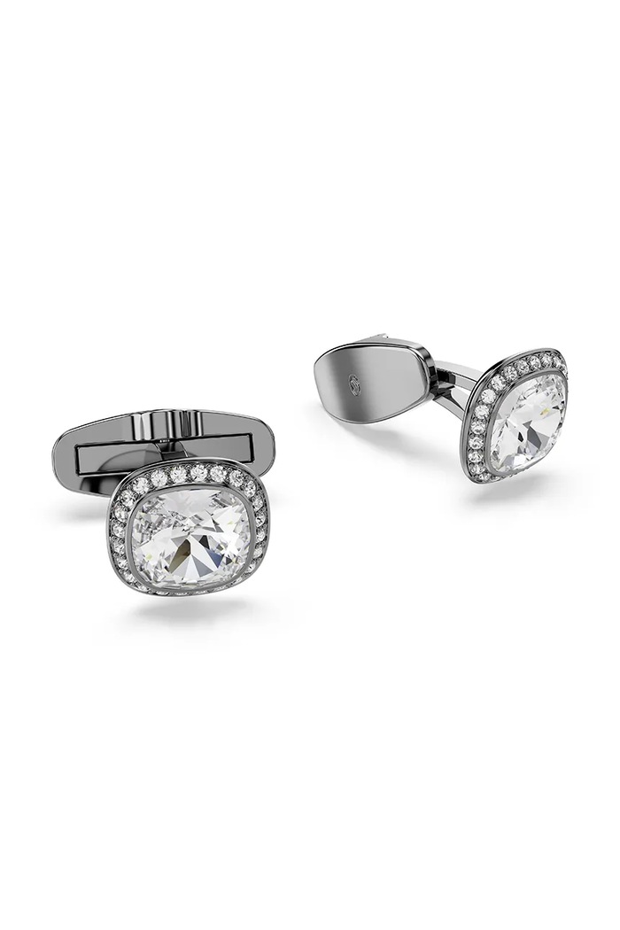 Swarovski μανικετόκουμπα ανδρικό μεταλλικό με κρύσταλλο Swarovski UNA 5753937 ασημί AW26