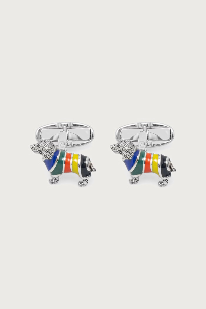 Paul Smith Spinki do mankietów męskie metalowe srebrny M1A.CUFF.WDOG