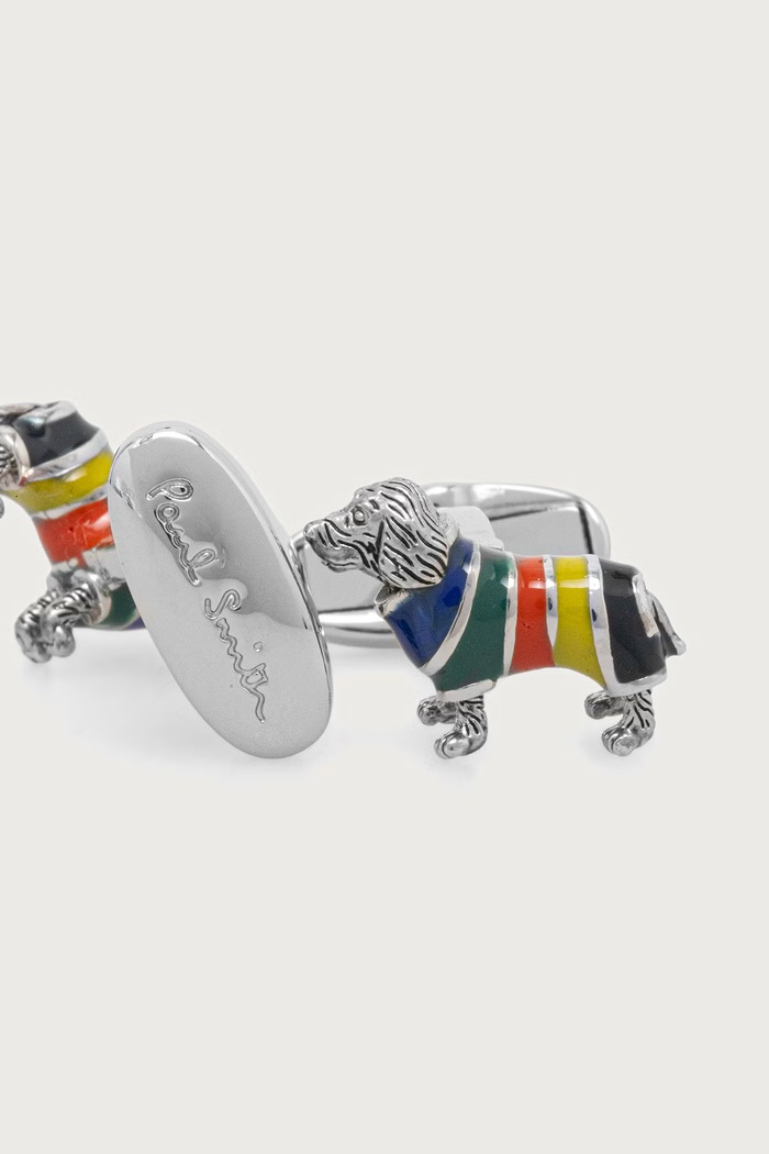 Paul Smith Spinki do mankietów męskie metalowe M1A.CUFF.WDOG srebrny AW26