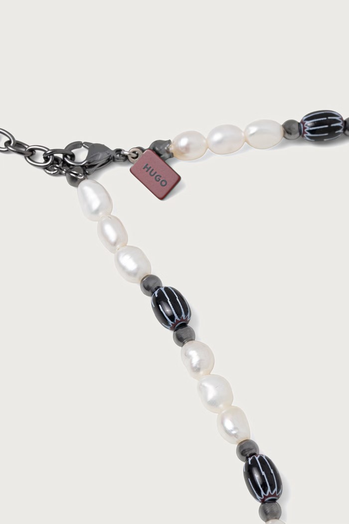 HUGO Naszyjnik męski E-SHELLBEADS3-NEC 50566276 biały AW26