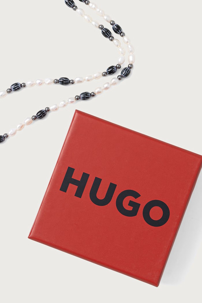 Akcesoria HUGO Naszyjnik męski E-SHELLBEADS3-NEC 50566276 biały