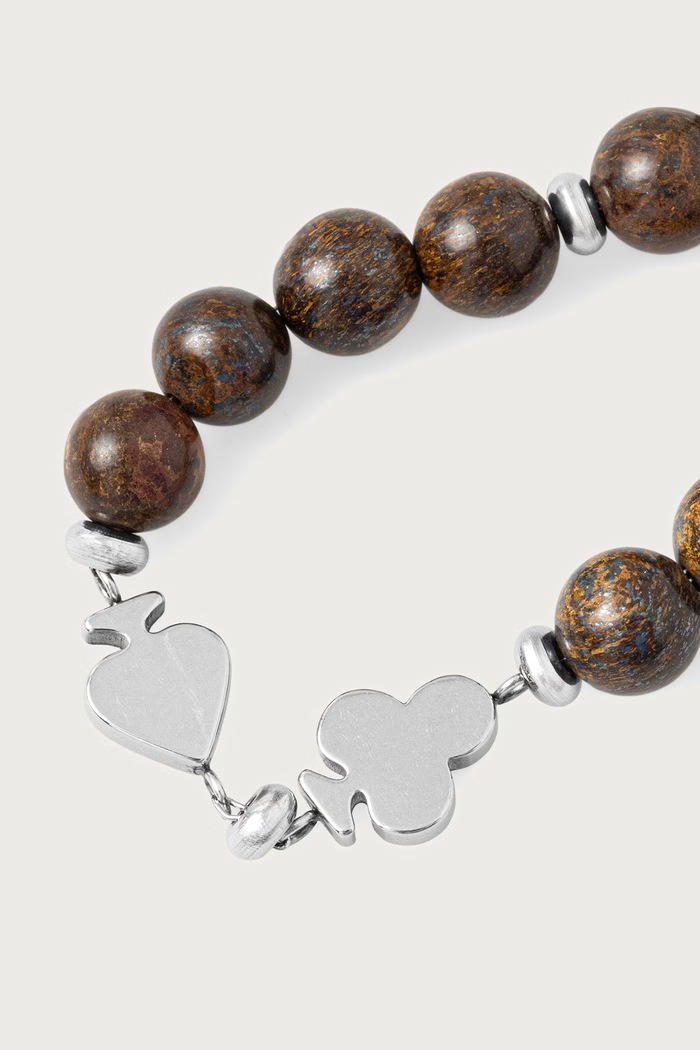 HUGO Náramok pánsky z nehrdzavejúcej ocele s lapis lazuli E-BEADS5-BRA 50566275 hnedá AW26