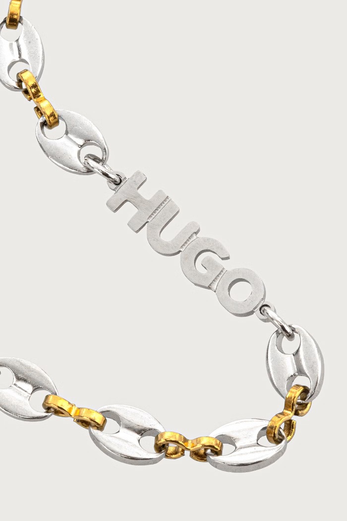 HUGO Bransoletka męska metalowa E-THINCHAIN2-BRA 50565319 srebrny AW26