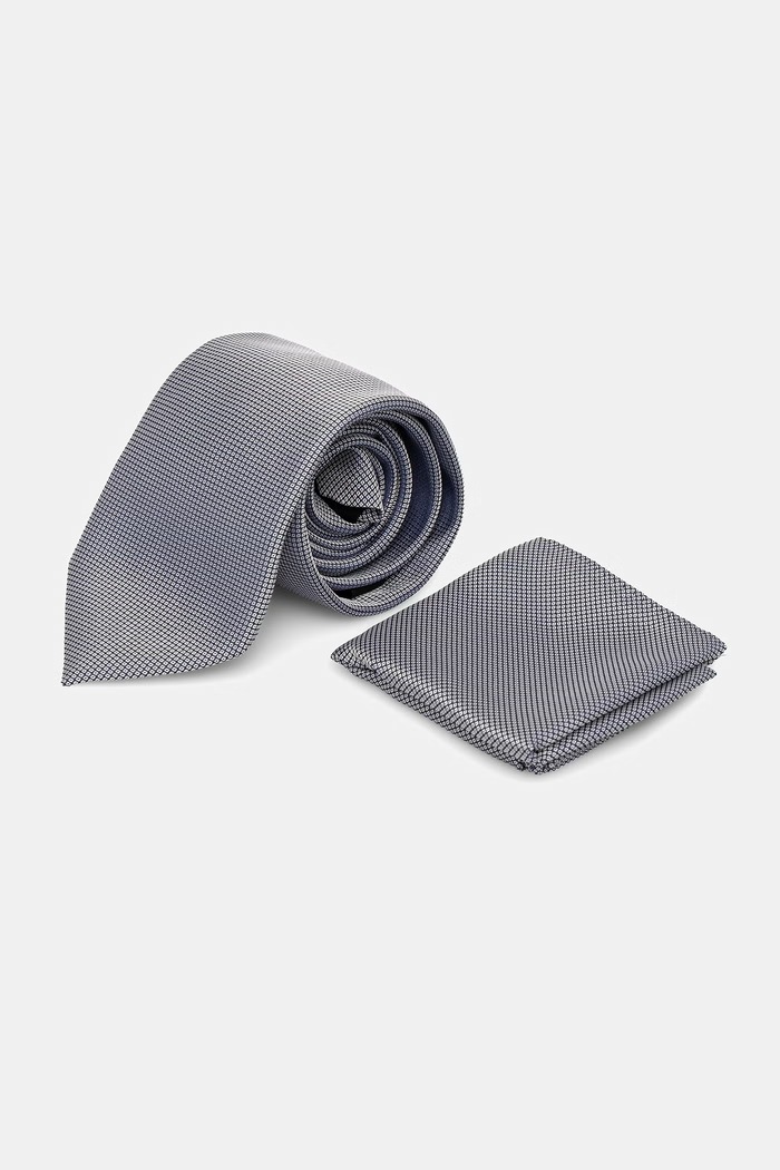 BOSS sada kravaty a vreckovky pánska s hodvábom H-SET tmavomodrá 50566657