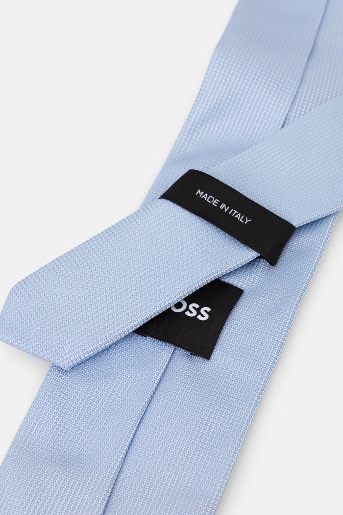 BOSS kravata pánska s prímesou hodvábu H-TIE 50566640 modrá AW26