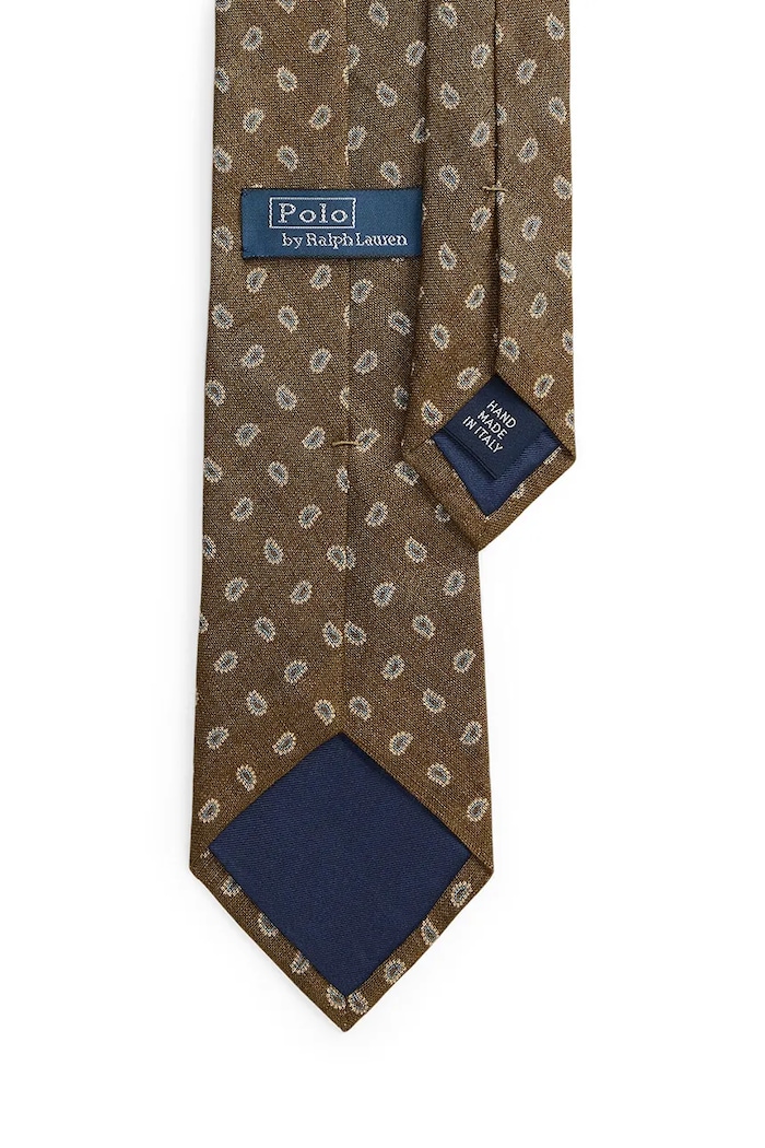 Polo Ralph Lauren krawat męski lniany 712B18795 brązowy AW26
