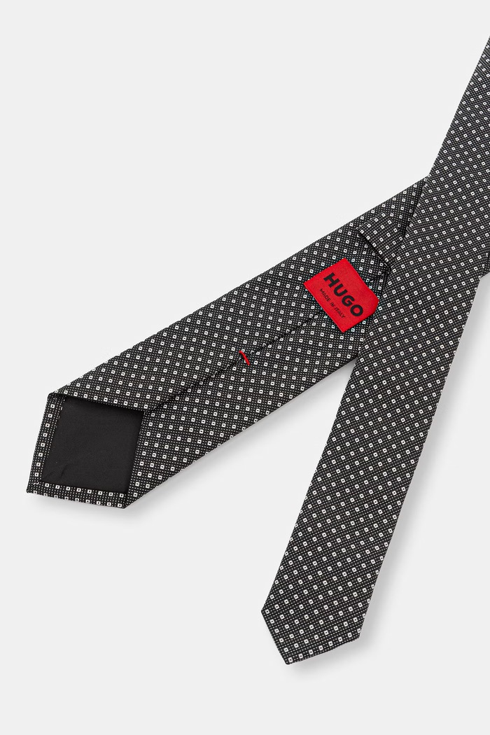 HUGO krawat męski z jedwabiem Tie cm 6 50567018 czarny AW26